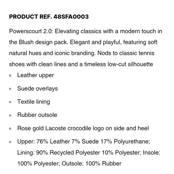 Lacoste Powercourt 2.0  Rose Gold.  SOLD OUT ONLINE.  Rare to find common sizes. - Picture 4 of 7